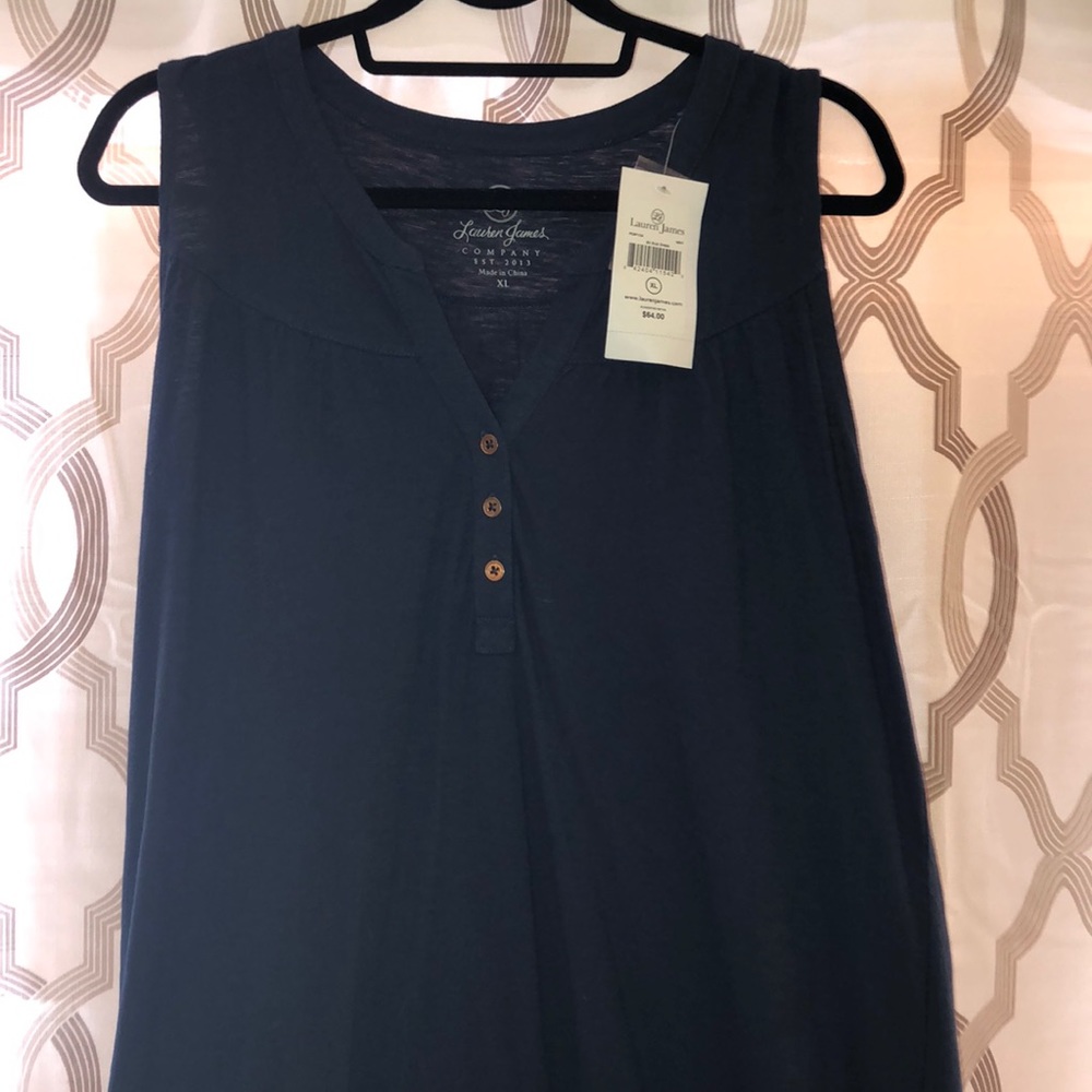 Lauren James NWT Navy Ali Slub Dress - XL
